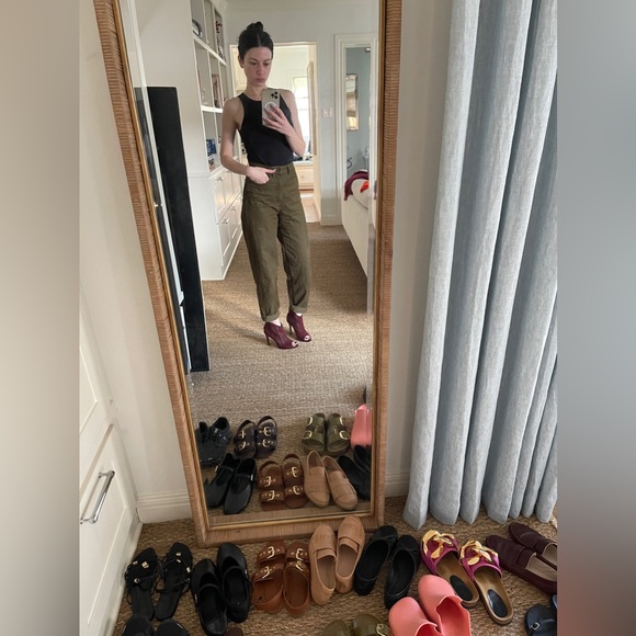 Zara Burgundy Red Perforated Suede Peep-Toe Booties Size 37 - Picture 11 of 11